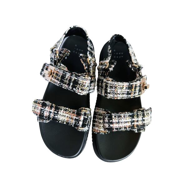 A New Day Black Tweed Sling Back Sandals 6.5 Black - Picture 7 of 10